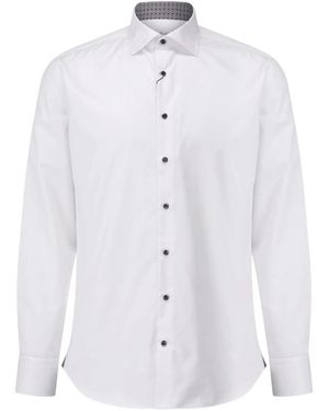 Stenströms Elegant Twill Overhemd Met Patroon - Wit