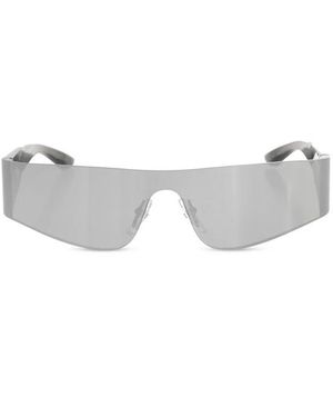 Balenciaga Accessoires ,Grijs ,Nylon Mono Rechthoek Zonnebril - Wit