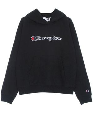 Champion Hoodies & Sweatvesten ,Zwart ,Katoen Zwarte Hoodie Met Kangoeroezak