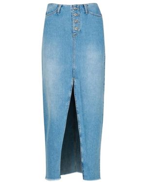 Roy Rogers Denim Rok Met Hoge Taille En Voorsplit - Blauw