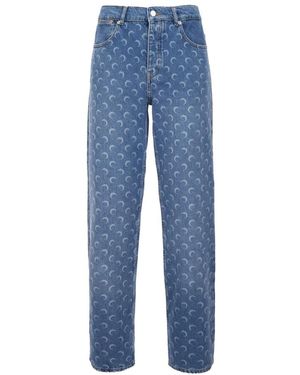 Marine Serre Straight Jeans - Azul