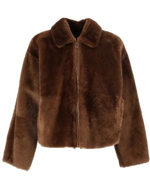 Max Mara Faux Fur &Amp; Shearling Jackets - Braun