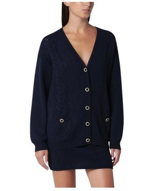 Alessandra Rich Gebreide Cardigan - Blauw