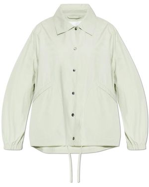 Jil Sander Jassen ,Groen ,Katoen Cotton Logo Jacket - Wit