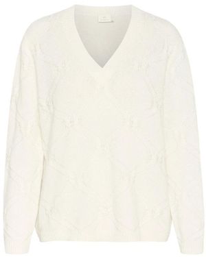 Kaffe V-Neck Knitwear - Bianco