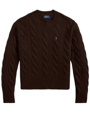 Polo Ralph Lauren Trui Met Ronde Hals En Kabelssteek - Bruin