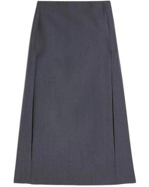 Jil Sander Rokken ,Grijs ,Wol Wolmix A-Lijn Midi Rok - Blauw
