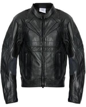 Vetements Isolierte Lederjacke Mit Logo - Schwarz