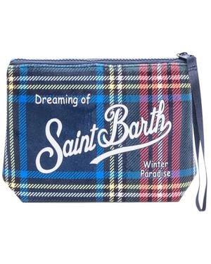 Mc2 Saint Barth Tartan Handgelenk Riemen Reißverschluss Taschen - Blau