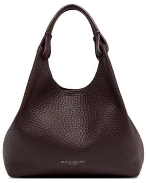 Gianni Chiarini Braune Gehämmerte Lederhandtasche Dua 9719