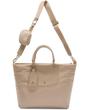Oltre Tassen ,Nylon Nylon Shopper Tas Met Voorvak - Bruin