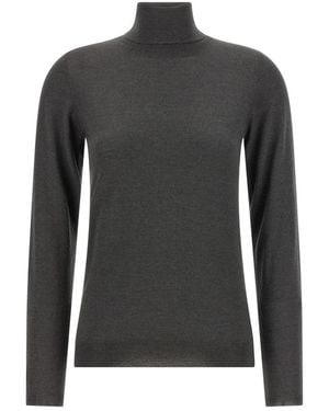Brunello Cucinelli Funkelnder Kaschmir-Seiden-Rollkragenpullover - Schwarz
