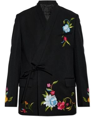 KENZO Jassen ,Zwart ,Wol Blazer Met Kleurrijke Borduursels