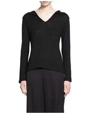 Yohji Yamamoto Airy Spun Light Milled Backside Lace Up T-Shirt - Schwarz