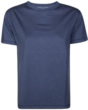 Majestic Filatures Ronde Hals Korte Mouw Top - Blauw