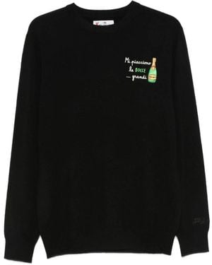 Mc2 Saint Barth Slogan Embroidery Rundhals-Strick - Schwarz