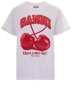 Ganni T-Shirt - Wit