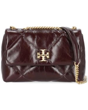 Tory Burch Tassen ,Rood ,Leer Fleming Patent Small Convertible Schoudertas - Bruin