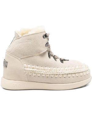 Mou Schoenen ,Wit ,Wol New Inner Wedge Lace-Up - Naturel