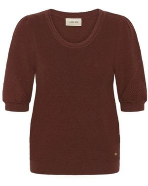 Cream Ronde Hals Gebreid - Bruin