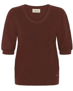 Cream Ronde Hals Gebreid - Bruin