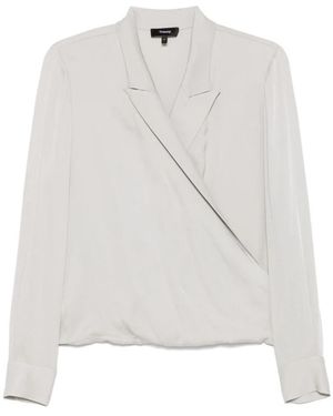 Theory Overhemden ,Grijs ,Diepe V-Hals Lange Mouw Shirt - Wit
