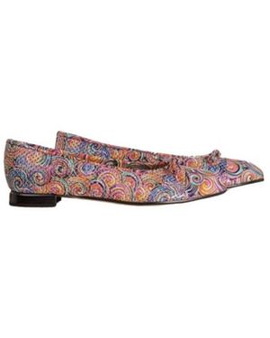 Brunate Schoenen ,Veelkleurig ,Leer Geperforeerde Ballerina Met Strikdetail - Roze