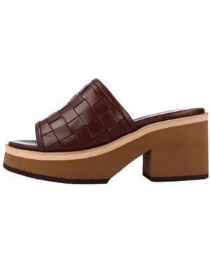 Alpe Heeled Mules - Bruin