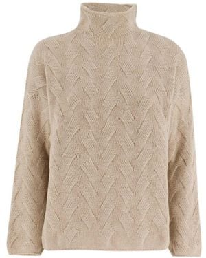 Le Tricot Perugia Gemütlicher strick hoher kragen pullover - Natur
