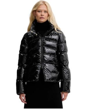 Pinko Jassen ,Zwart ,Leer Gewatteerde Puffer Jas