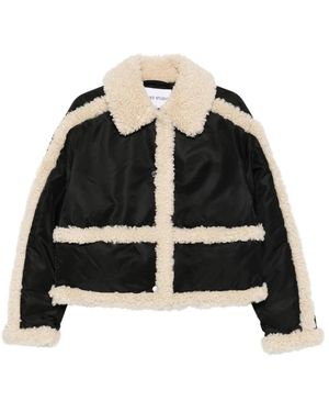 Stand Studio Faux Shearling Jacke Mit Verdecktem Verschluss Vorne - Schwarz
