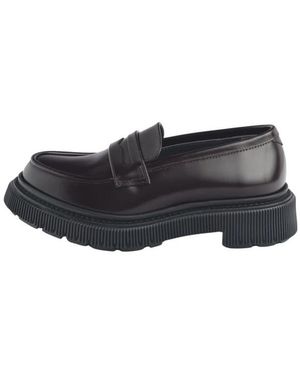 Adieu Leder mokassin schuhe - Schwarz