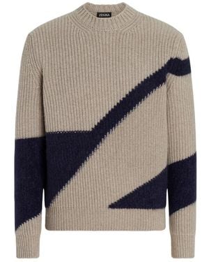 ZEGNA Round-Neck Knitwear - Grey