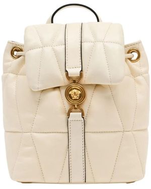 Versace Tassen ,Wit ,Katoen Kleio Gewatteerde Nappa Rugzak - Naturel