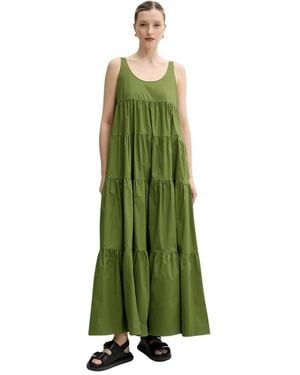 Michael Kors Kleedjes ,Groen ,Katoen Stretch Cotton Tiered Dress
