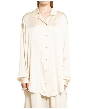 Uma Wang Off- Seiden Satin Top Mit Revers - Weiß