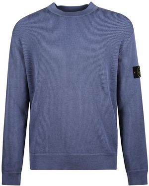 Stone Island 5100154 Geribbelde Zachte Katoen - Blauw