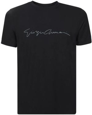Giorgio Armani Logo-T-Shirt Aus Weichem Viskose-Jersey - Schwarz