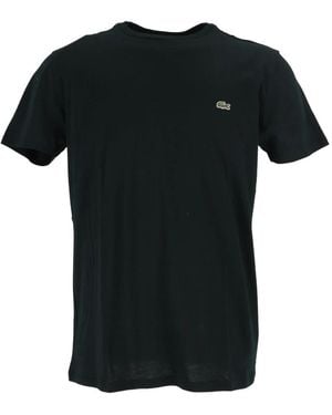 Lacoste Tops ,Zwart ,Katoen T-Shirt Met Ronde Hals Van Pima-Katoen