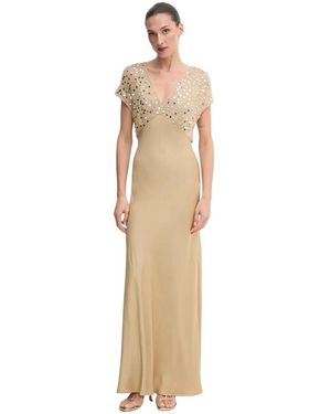 Never Fully Dressed Maxi Jurk Met Wijde Rok - Naturel