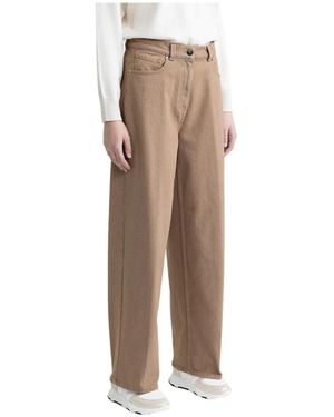 Peserico Pantaloni baggy in denim di cotone - Neutro