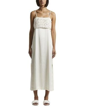 Peserico Viskosesatin-Midikleid Mit Stickerei - Mettallic