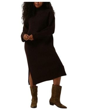 Minimum Braunes Midi-Kleid Pippalika - Schwarz