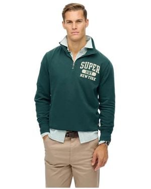 Superdry Hoodies & Sweatvesten ,Groen ,Vintage Athletic Zip-Through