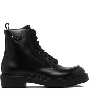 Prada Lace-Up Boots - Black