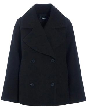 Bitte Kai Rand Jassen ,Zwart ,Wol Nishin Double-Breasted Jas - Blauw