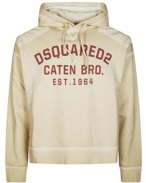 DSquared² Hoodies & Sweatvesten ,Wit ,Katoen Felpa Cypro Con Cappuccio - Naturel