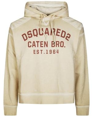 DSquared² Hoodies & Sweatvesten ,Wit ,Katoen Felpa Cypro Con Cappuccio - Naturel