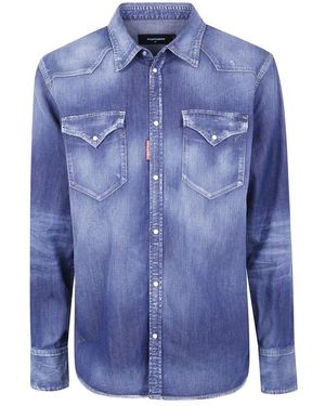 DSquared² Klassiek Western Shirt - Blauw