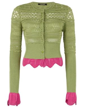 Roberto Cavalli Gebreid Vest Met Contrastdetails - Groen